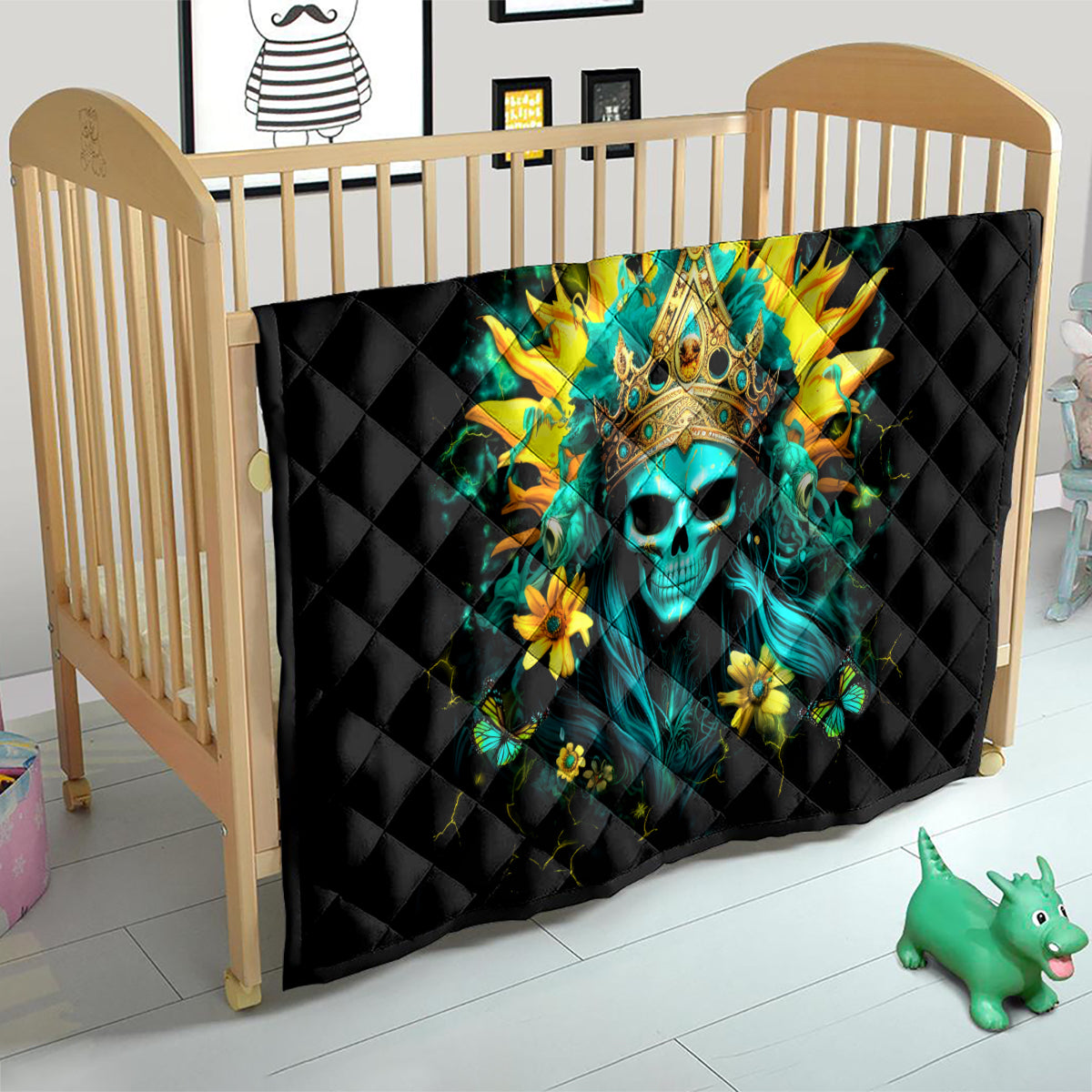 Sunflower Skull Quilt Bitch I'm Not A Princess I'm The Fucking Queen - Wonder Print Shop