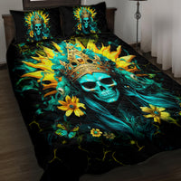 Sunflower Skull Quilt Bed Set Bitch I'm Not A Princess I'm The Fucking Queen - Wonder Print Shop