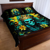 Sunflower Skull Quilt Bed Set Bitch I'm Not A Princess I'm The Fucking Queen - Wonder Print Shop