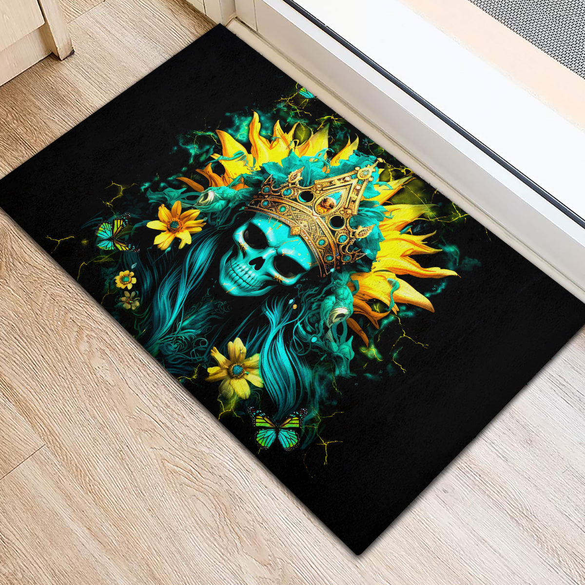 Sunflower Skull Rubber Doormat Bitch I'm Not A Princess I'm The Fucking Queen - Wonder Print Shop