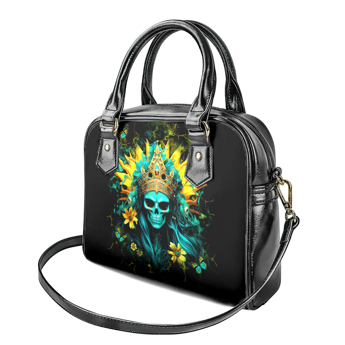 Sunflower Skull Shoulder Handbag Bitch I'm Not A Princess I'm The Fucking Queen
