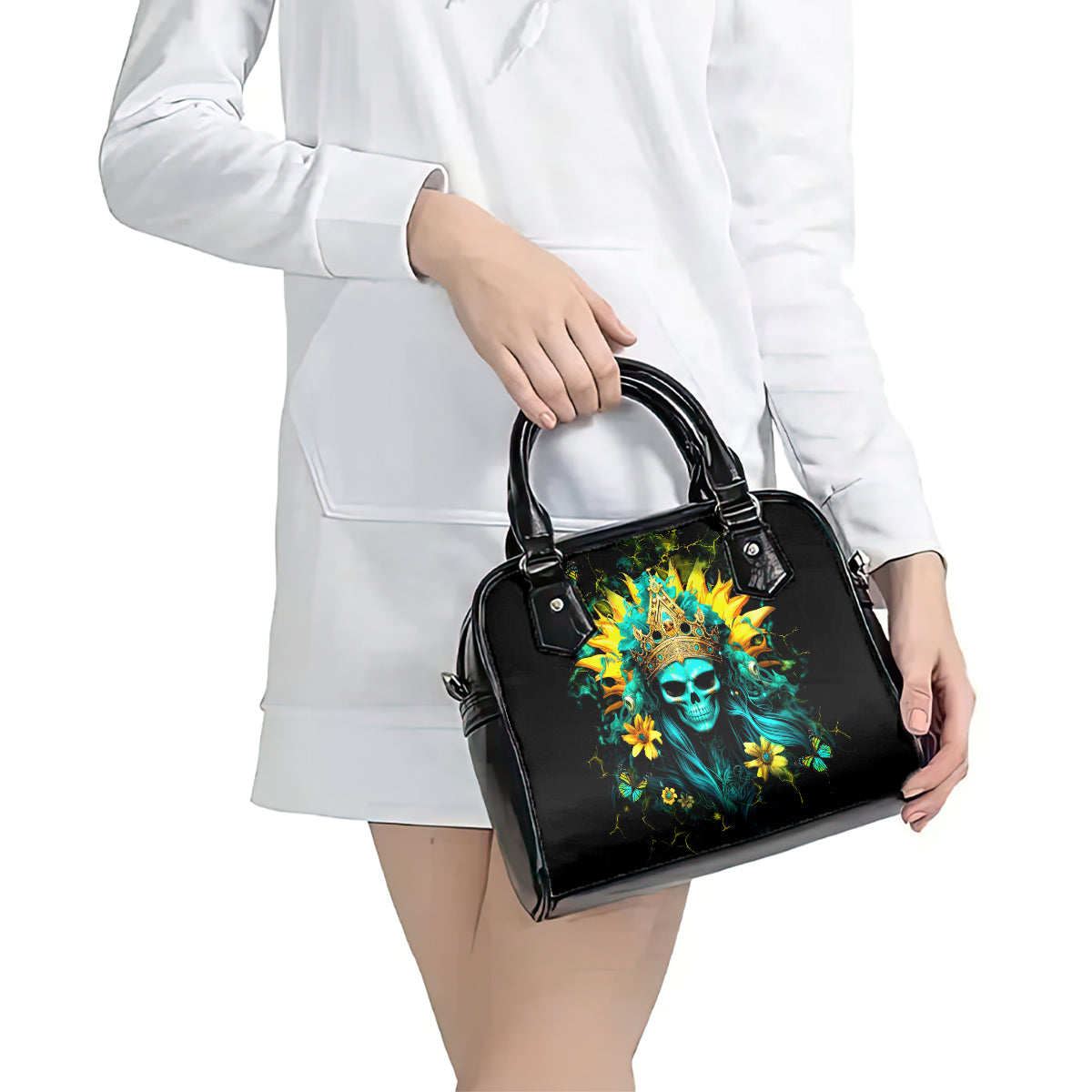 Sunflower Skull Shoulder Handbag Bitch I'm Not A Princess I'm The Fucking Queen