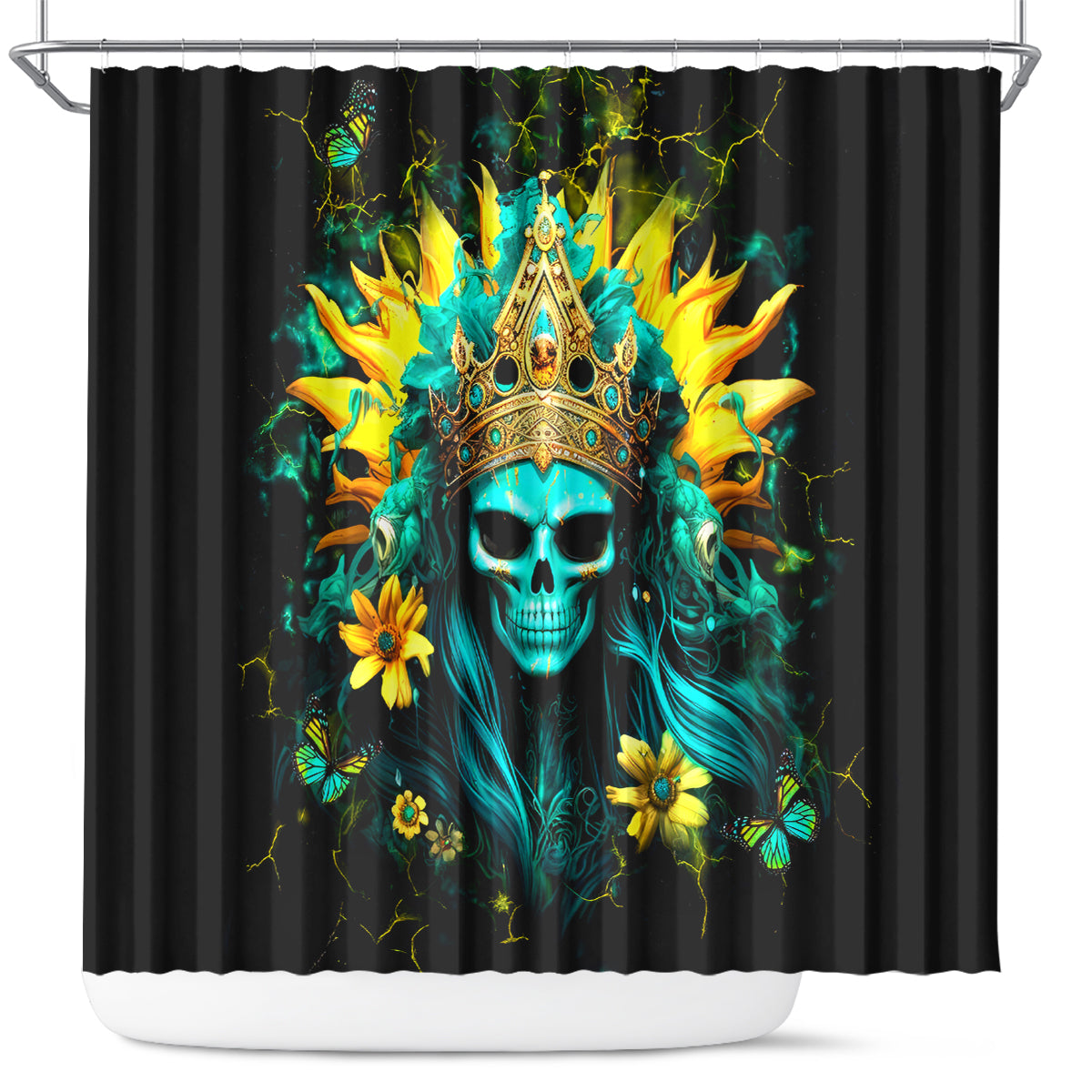 Sunflower Skull Shower Curtain Bitch I'm Not A Princess I'm The Fucking Queen