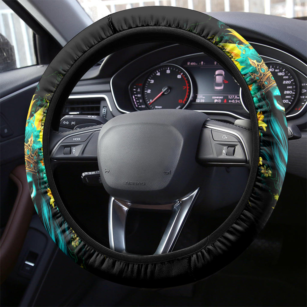Sunflower Skull Steering Wheel Cover Bitch I'm Not A Princess I'm The Fucking Queen - Wonder Print Shop