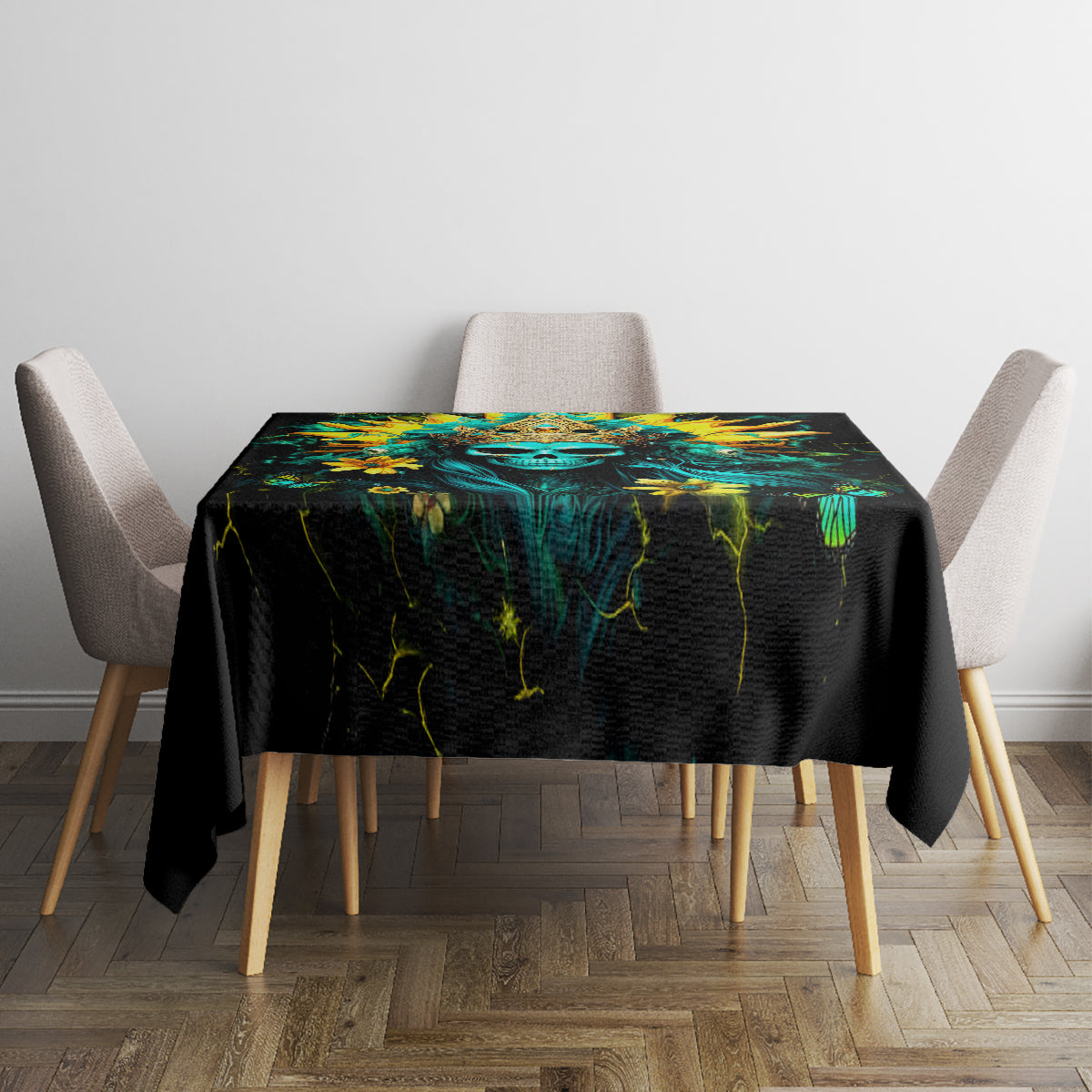 Sunflower Skull Tablecloth Bitch I'm Not A Princess I'm The Fucking Queen - Wonder Print Shop