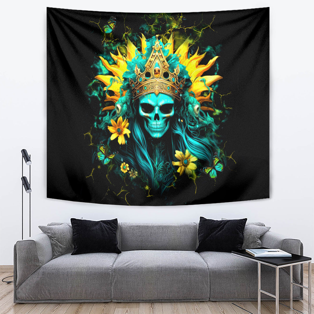 Sunflower Skull Tapestry Bitch I'm Not A Princess I'm The Fucking Queen - Wonder Print Shop