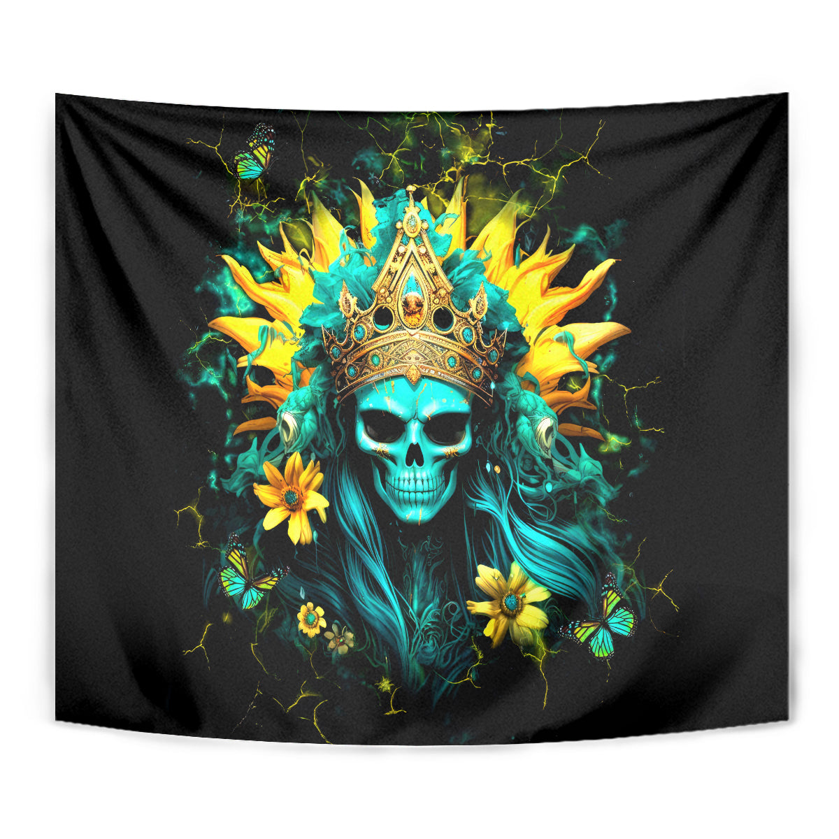Sunflower Skull Tapestry Bitch I'm Not A Princess I'm The Fucking Queen - Wonder Print Shop