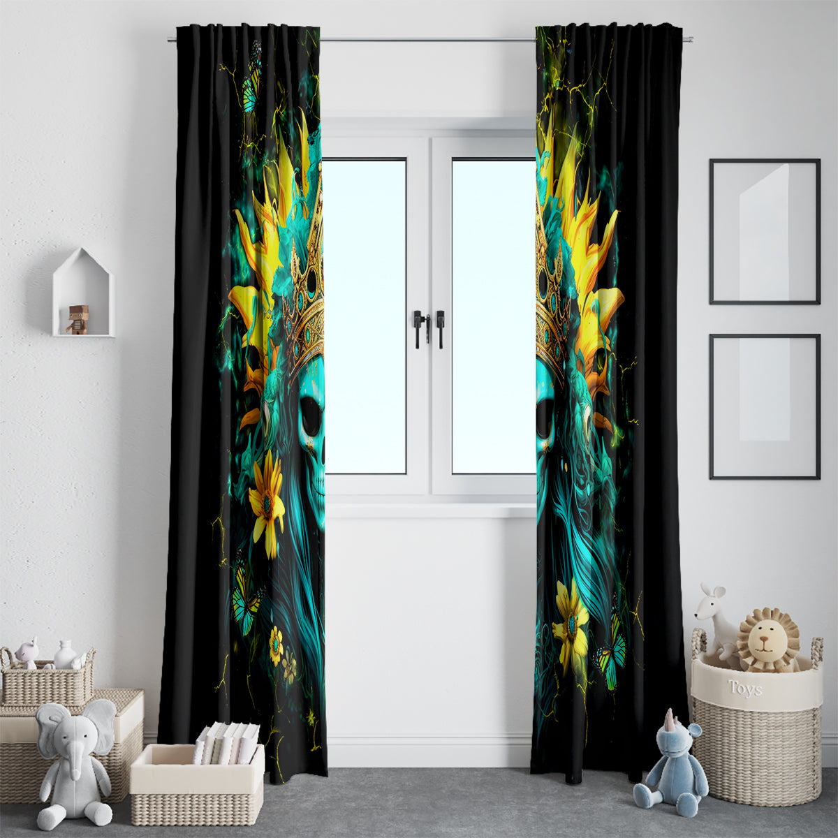 Sunflower Skull Window Curtain Bitch I'm Not A Princess I'm The Fucking Queen - Wonder Print Shop