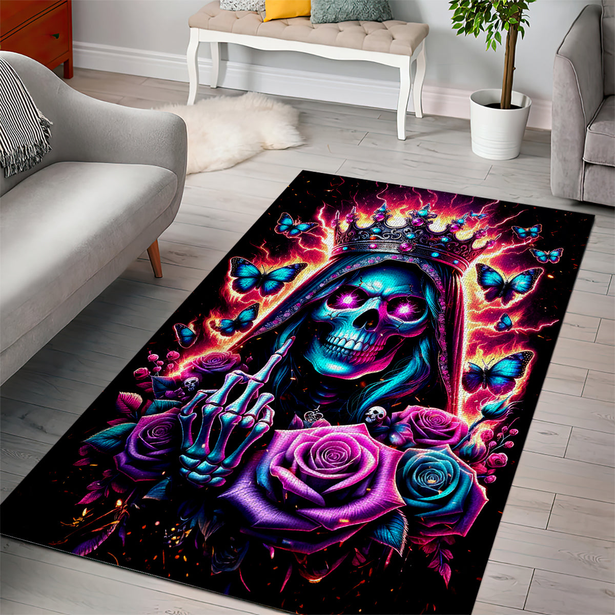Thunder Skull Area Rug Bitch I'm Not A Princess I'm The Fucking Queen - Wonder Print Shop