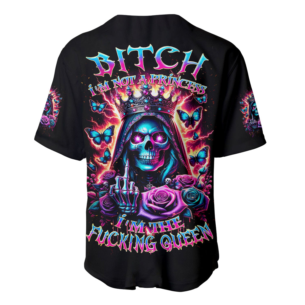 Thunder Skull Baseball Jersey Bitch I'm Not A Princess I'm The Fucking Queen - Wonder Print Shop