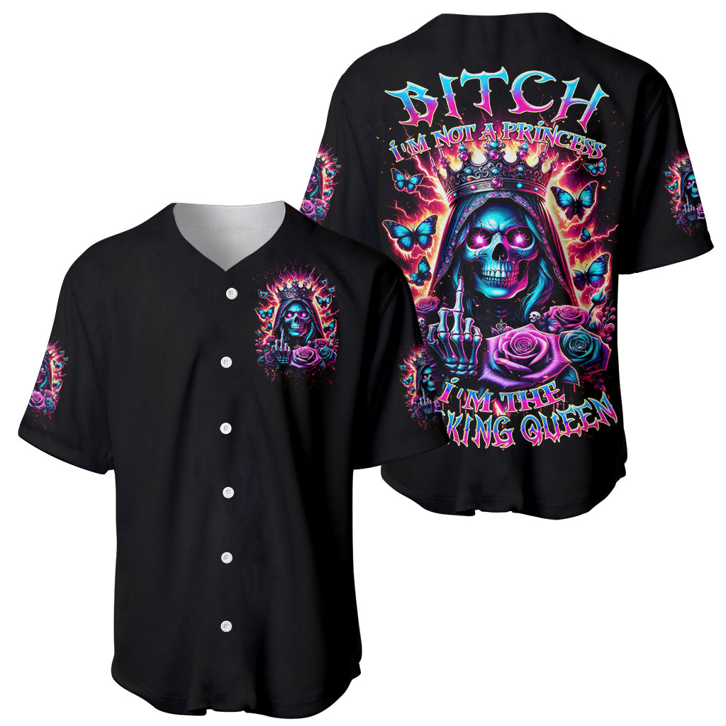 Thunder Skull Baseball Jersey Bitch I'm Not A Princess I'm The Fucking Queen - Wonder Print Shop