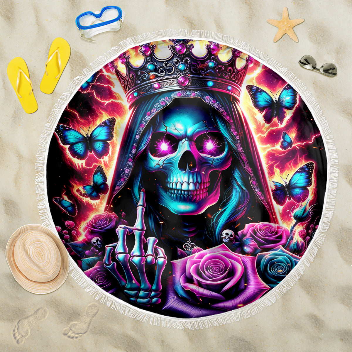 Thunder Skull Beach Blanket Bitch I'm Not A Princess I'm The Fucking Queen - Wonder Print Shop