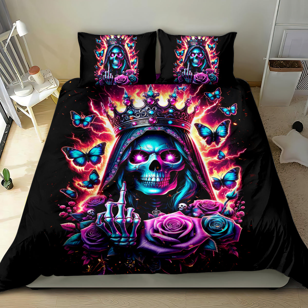 Thunder Skull Bedding Set Bitch I'm Not A Princess I'm The Fucking Queen - Wonder Print Shop