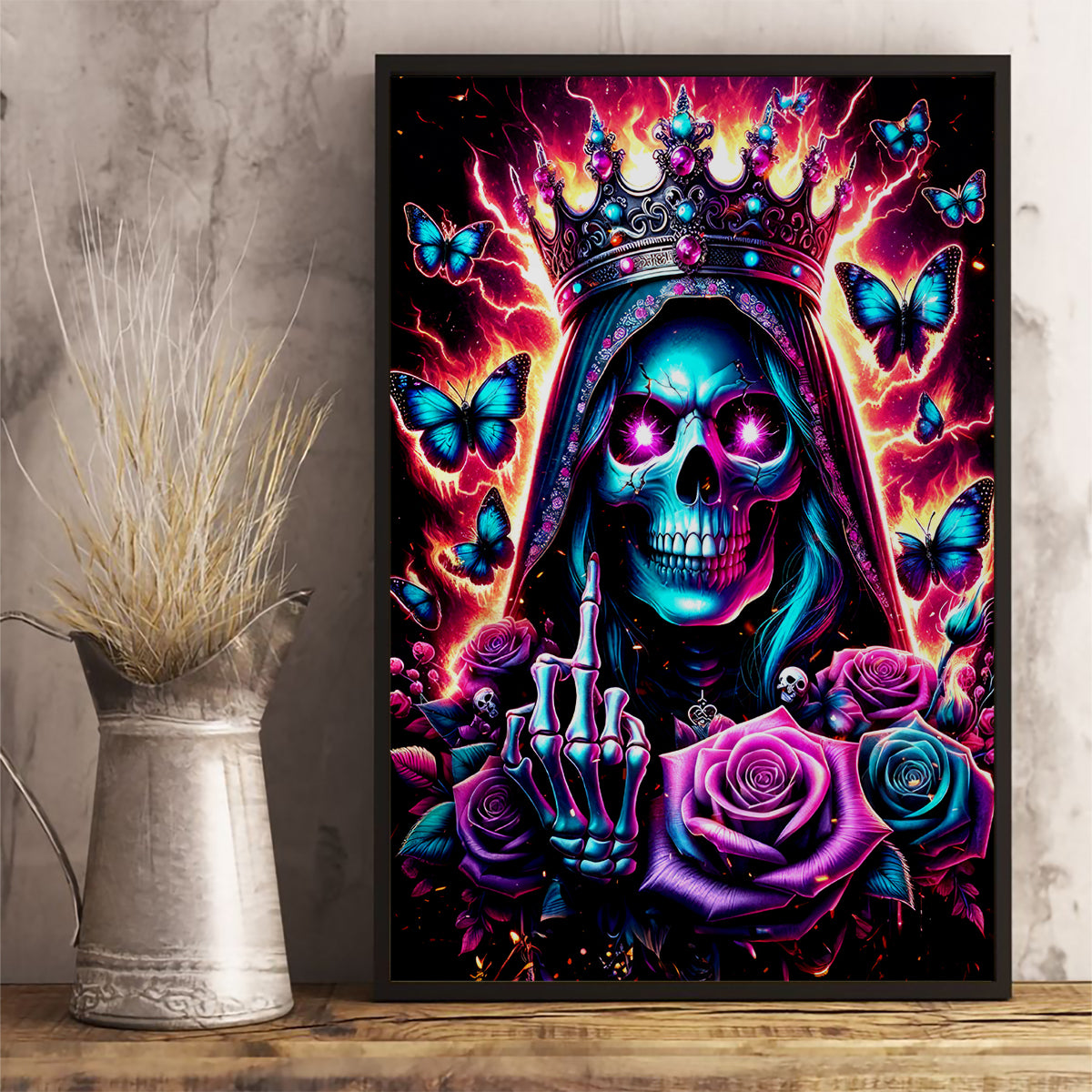 Thunder Skull Canvas Wall Art Bitch I'm Not A Princess I'm The Fucking Queen - Wonder Print Shop