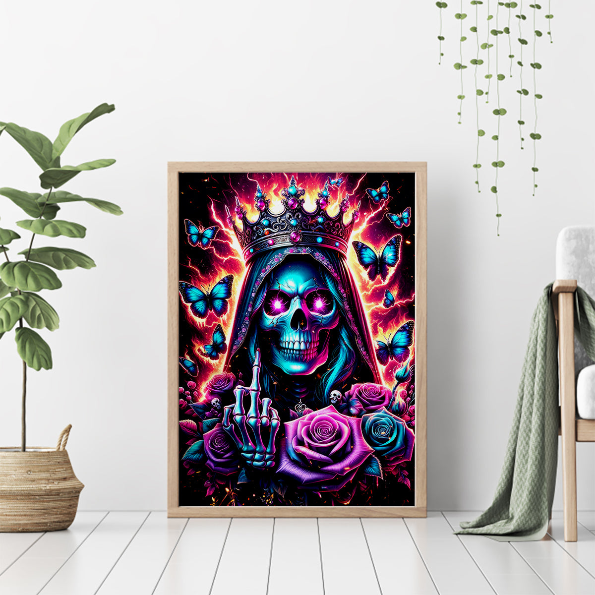 Thunder Skull Canvas Wall Art Bitch I'm Not A Princess I'm The Fucking Queen - Wonder Print Shop