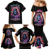 Thunder Skull Family Matching Mermaid Dress and Hawaiian Shirt Bitch I'm Not A Princess I'm The Fucking Queen - Wonder Print Shop