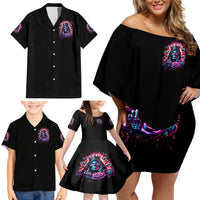 Thunder Skull Family Matching Off Shoulder Short Dress and Hawaiian Shirt Bitch I'm Not A Princess I'm The Fucking Queen - Wonder Print Shop