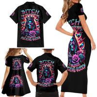 Thunder Skull Family Matching Short Sleeve Bodycon Dress and Hawaiian Shirt Bitch I'm Not A Princess I'm The Fucking Queen - Wonder Print Shop