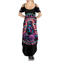 Thunder Skull Family Matching Summer Maxi Dress and Hawaiian Shirt Bitch I'm Not A Princess I'm The Fucking Queen - Wonder Print Shop
