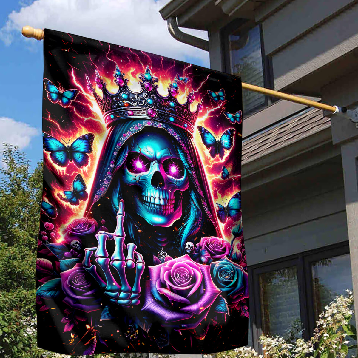 Thunder Skull Garden Flag Bitch I'm Not A Princess I'm The Fucking Queen - Wonder Print Shop