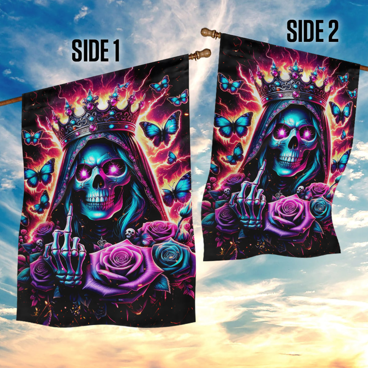 Thunder Skull Garden Flag Bitch I'm Not A Princess I'm The Fucking Queen - Wonder Print Shop