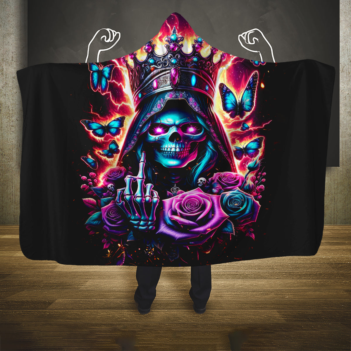 Thunder Skull Hooded Blanket Bitch I'm Not A Princess I'm The Fucking Queen