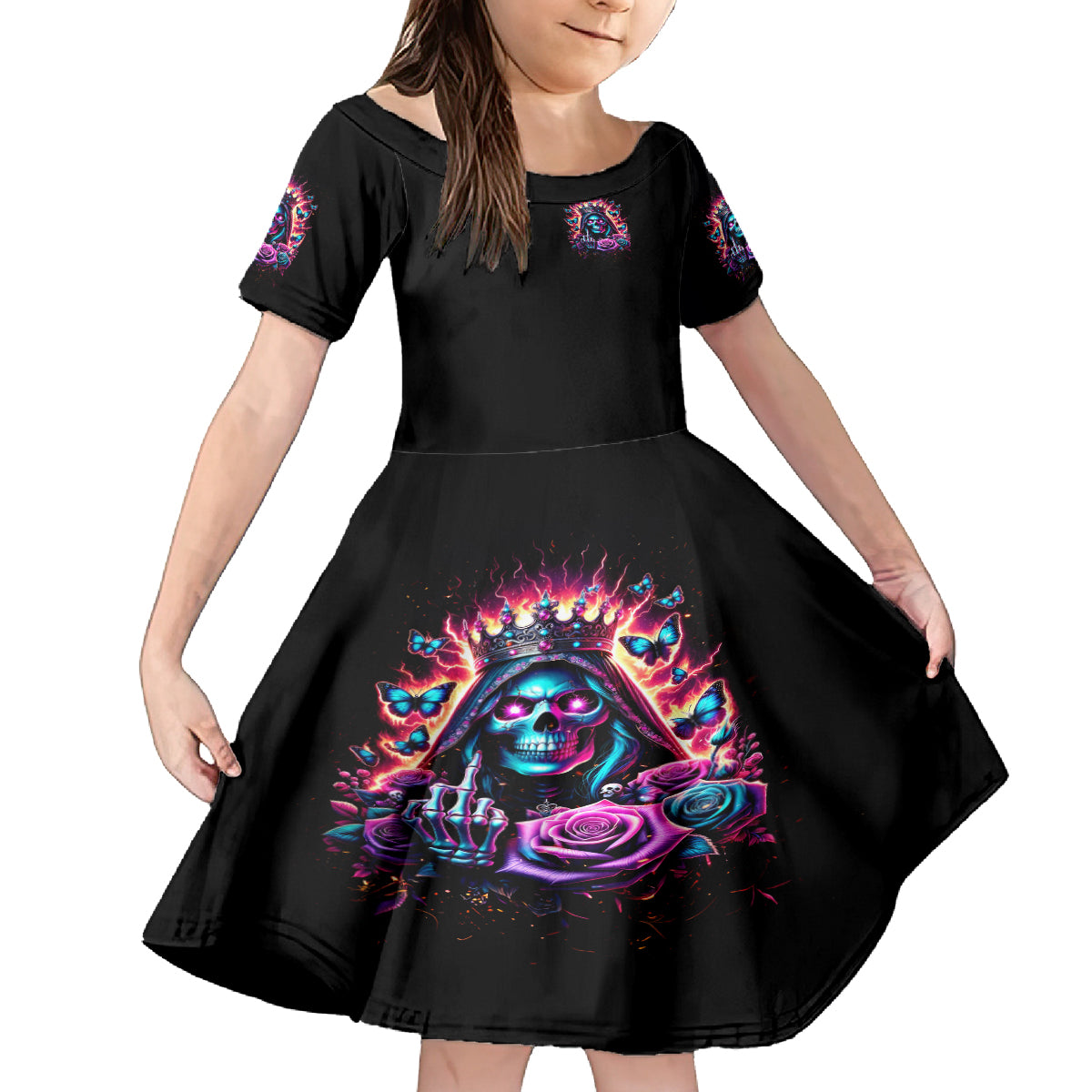 Thunder Skull Kid Short Sleeve Dress Bitch I'm Not A Princess I'm The Fucking Queen - Wonder Print Shop