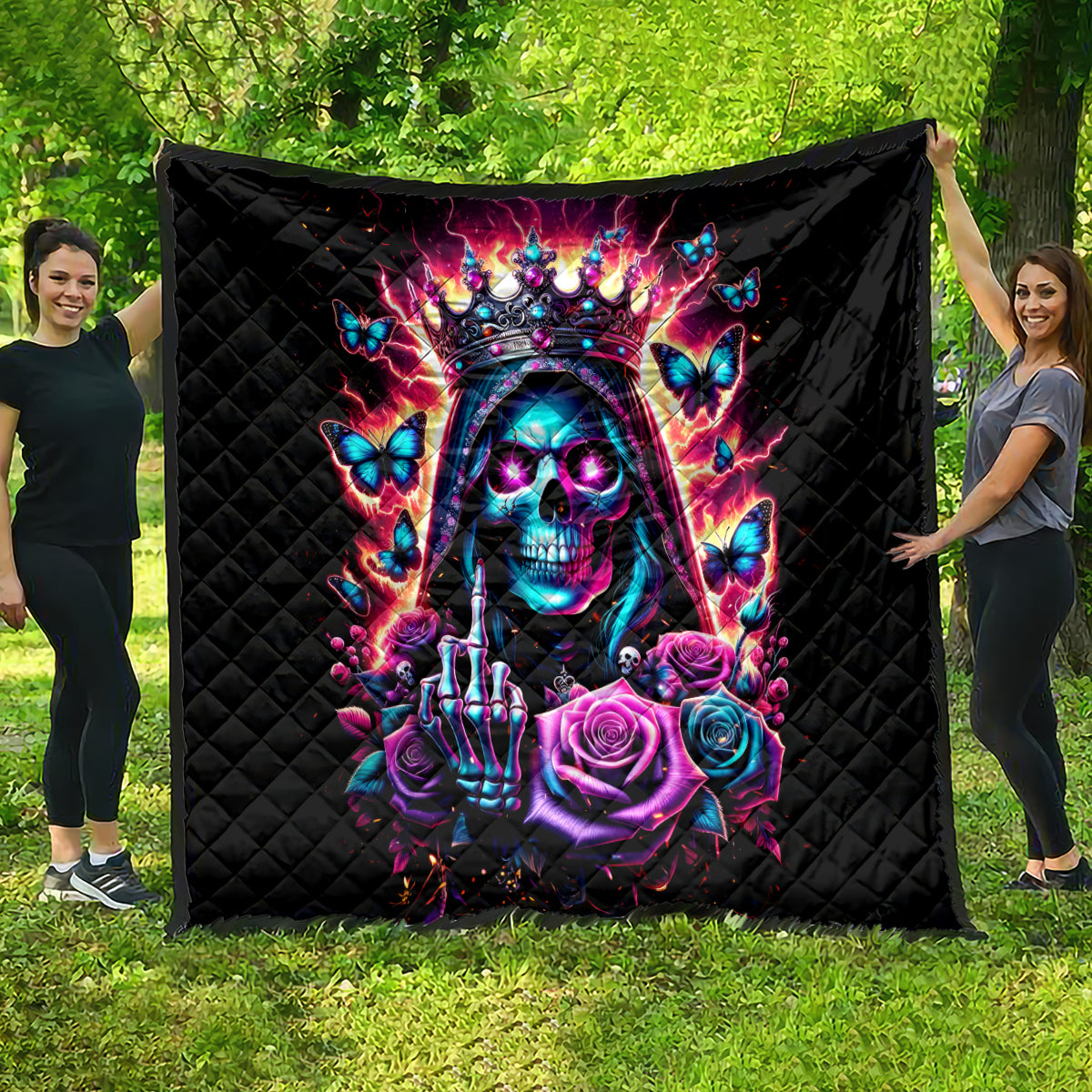 Thunder Skull Quilt Bitch I'm Not A Princess I'm The Fucking Queen - Wonder Print Shop