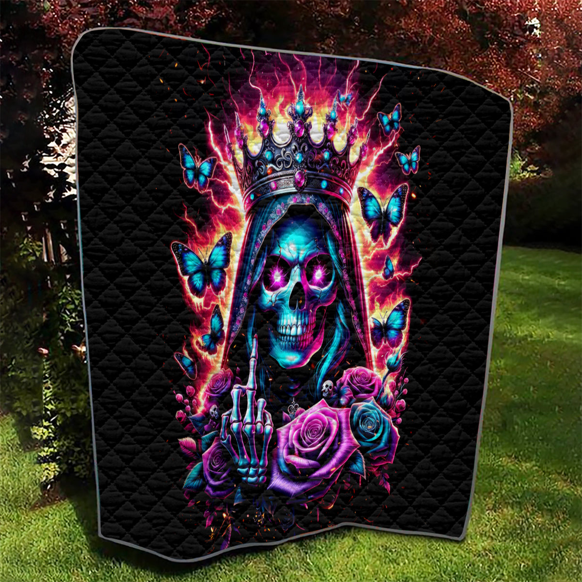 Thunder Skull Quilt Bitch I'm Not A Princess I'm The Fucking Queen - Wonder Print Shop