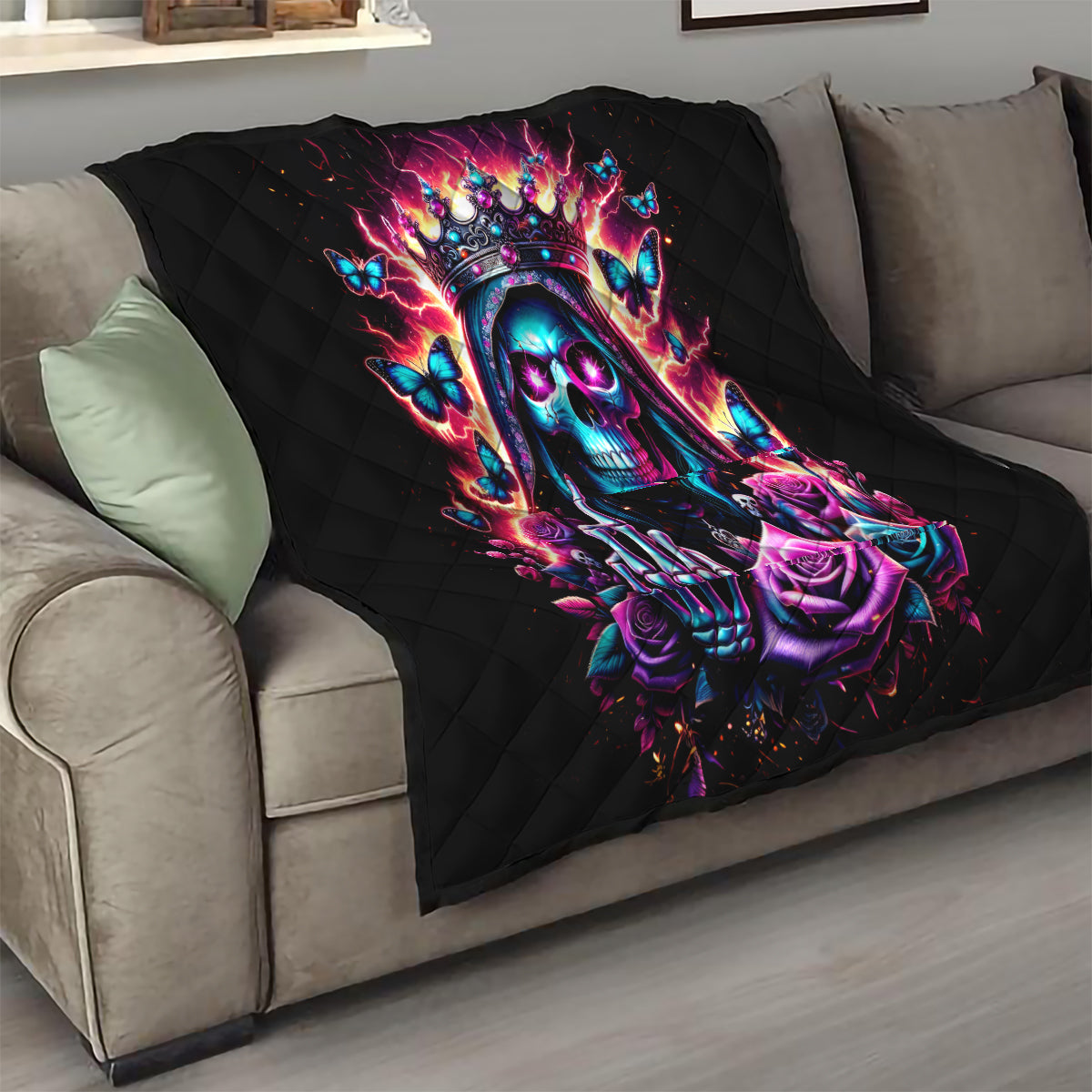 Thunder Skull Quilt Bitch I'm Not A Princess I'm The Fucking Queen - Wonder Print Shop