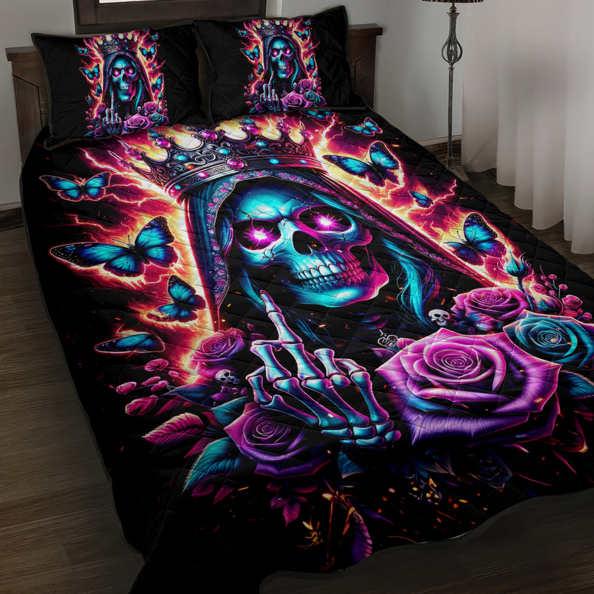 Thunder Skull Quilt Bed Set Bitch I'm Not A Princess I'm The Fucking Queen - Wonder Print Shop