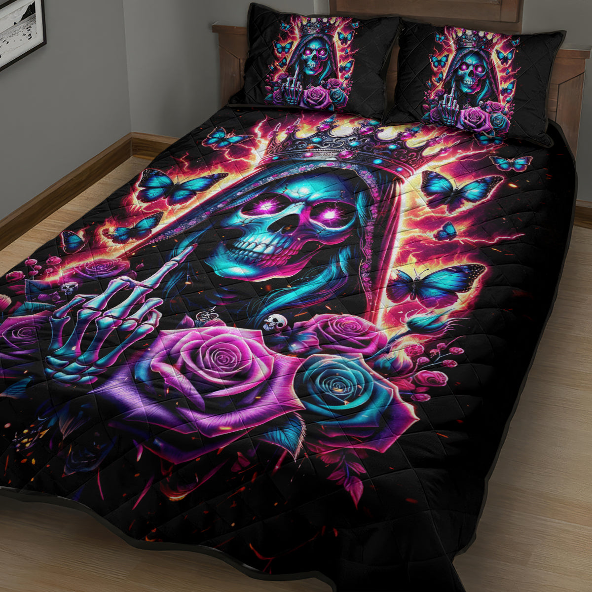 Thunder Skull Quilt Bed Set Bitch I'm Not A Princess I'm The Fucking Queen - Wonder Print Shop