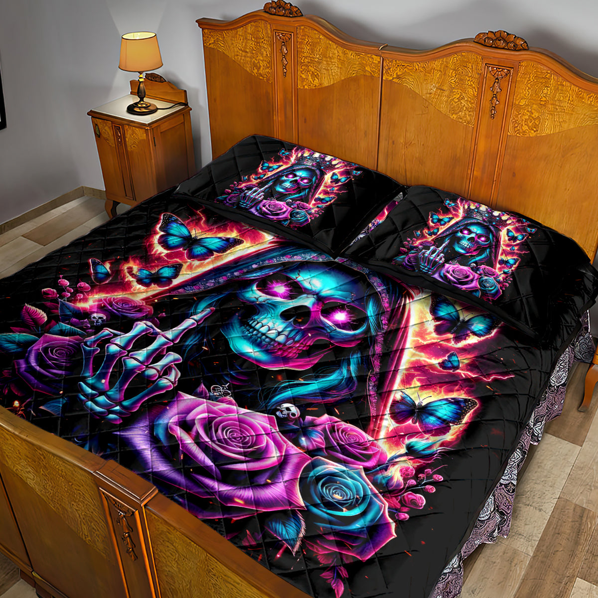 Thunder Skull Quilt Bed Set Bitch I'm Not A Princess I'm The Fucking Queen - Wonder Print Shop