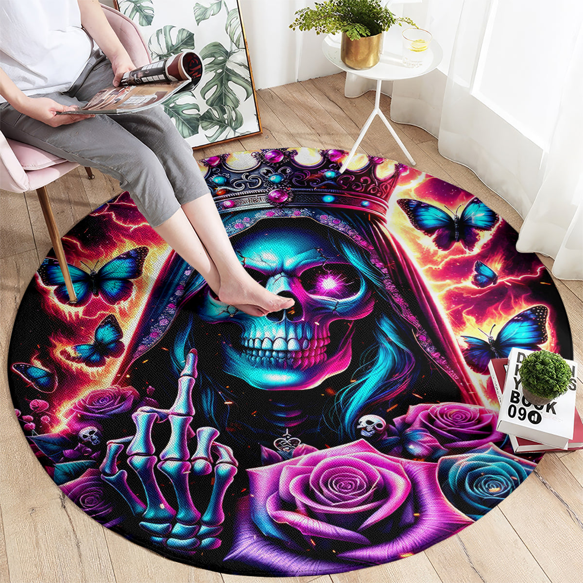Thunder Skull Round Carpet Bitch I'm Not A Princess I'm The Fucking Queen