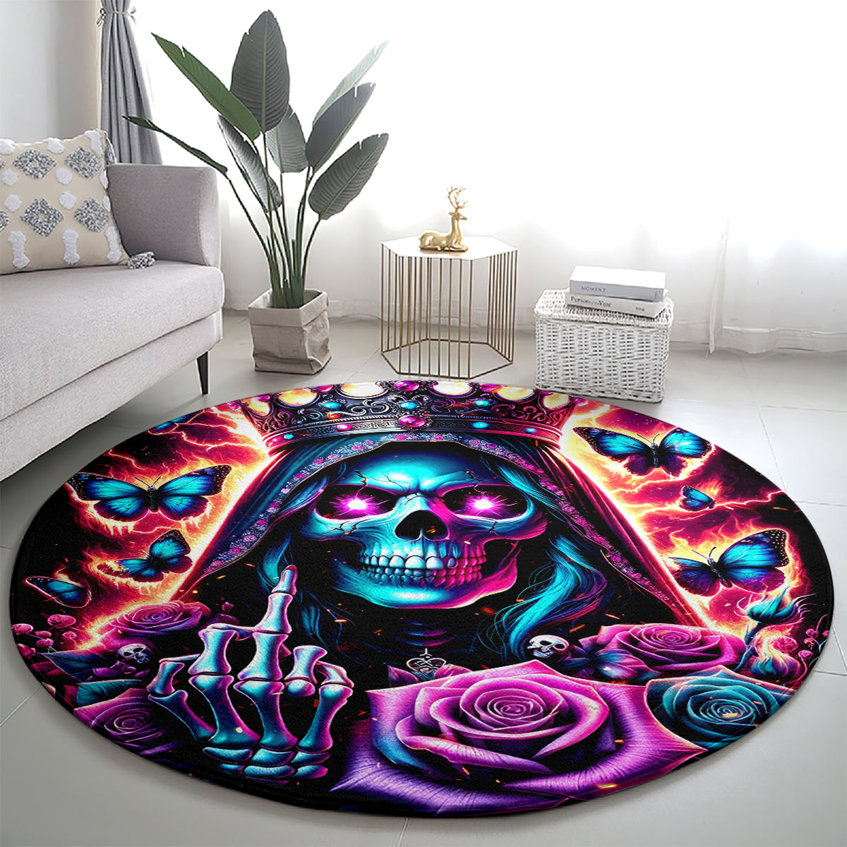 Thunder Skull Round Carpet Bitch I'm Not A Princess I'm The Fucking Queen