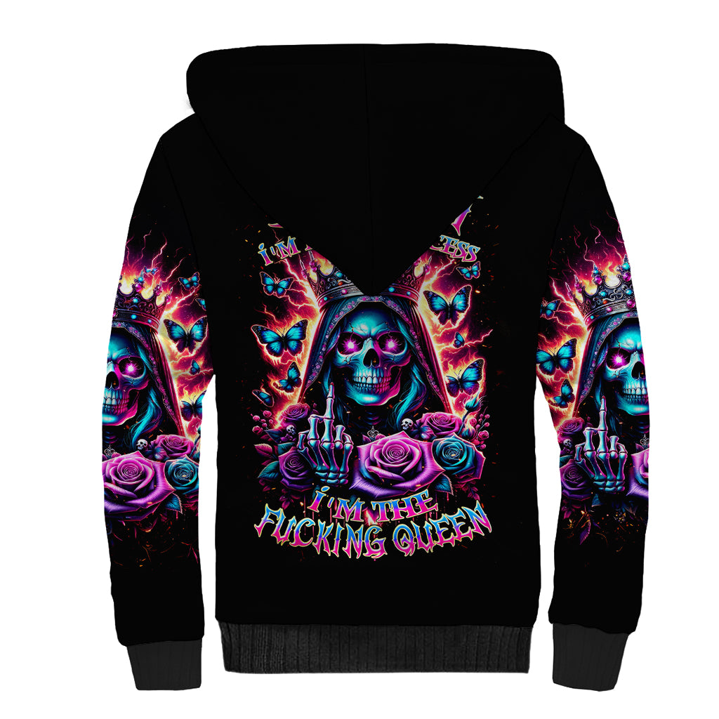 Thunder Skull Sherpa Hoodie Bitch I'm Not A Princess I'm The Fucking Queen - Wonder Print Shop