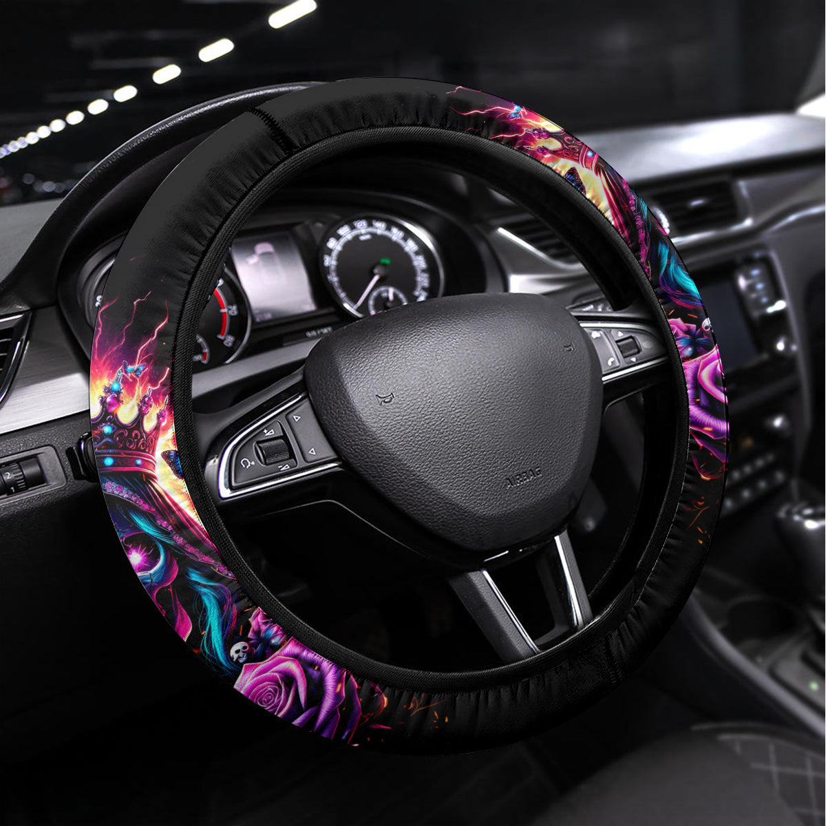 Thunder Skull Steering Wheel Cover Bitch I'm Not A Princess I'm The Fucking Queen - Wonder Print Shop