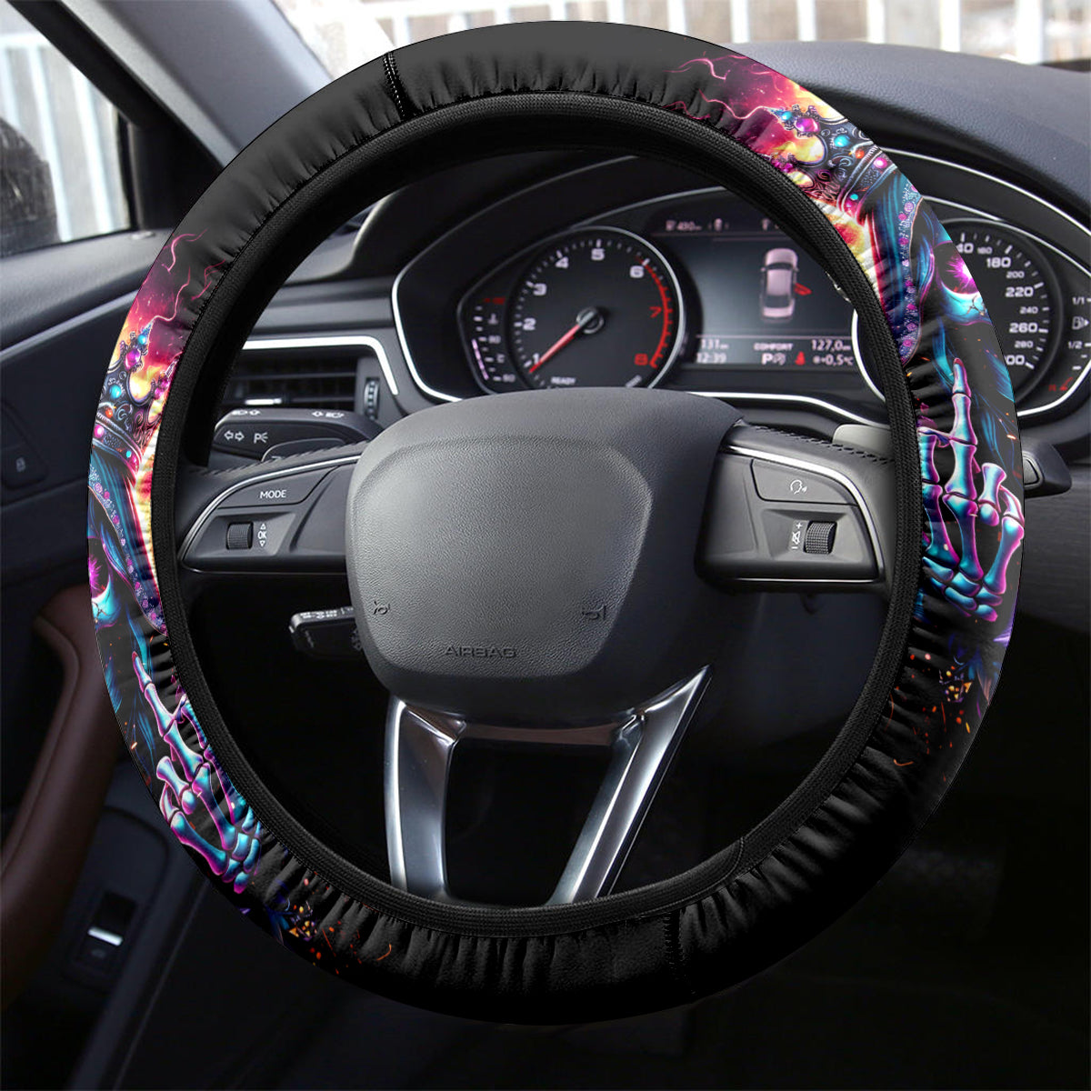 Thunder Skull Steering Wheel Cover Bitch I'm Not A Princess I'm The Fucking Queen - Wonder Print Shop