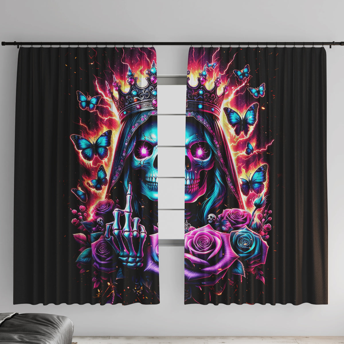 Thunder Skull Window Curtain Bitch I'm Not A Princess I'm The Fucking Queen - Wonder Print Shop