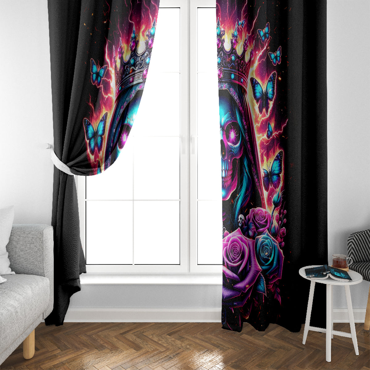 Thunder Skull Window Curtain Bitch I'm Not A Princess I'm The Fucking Queen - Wonder Print Shop