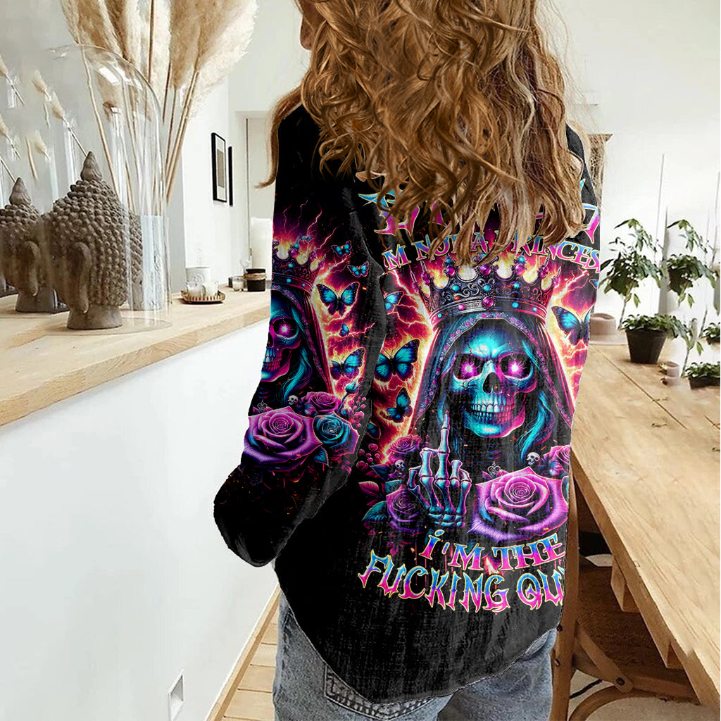 Thunder Skull Women Casual Shirt Bitch I'm Not A Princess I'm The Fucking Queen - Wonder Print Shop