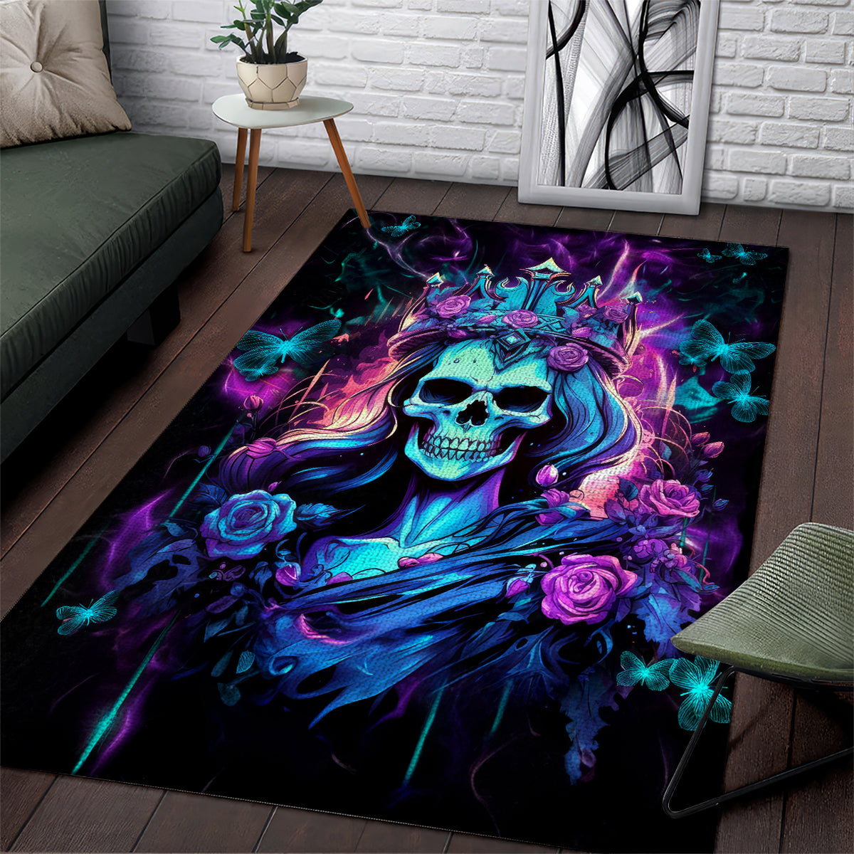 Rose Skull Area Rug Bitch I'm Not A Princess I'm The Fucking Queen - Wonder Print Shop