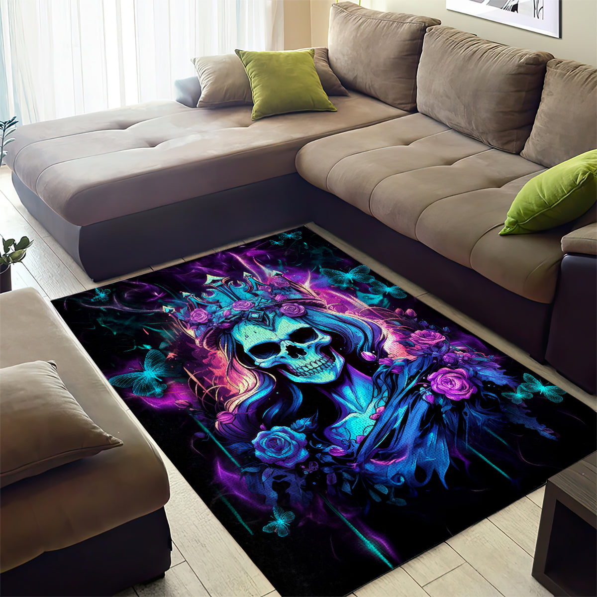 Rose Skull Area Rug Bitch I'm Not A Princess I'm The Fucking Queen - Wonder Print Shop