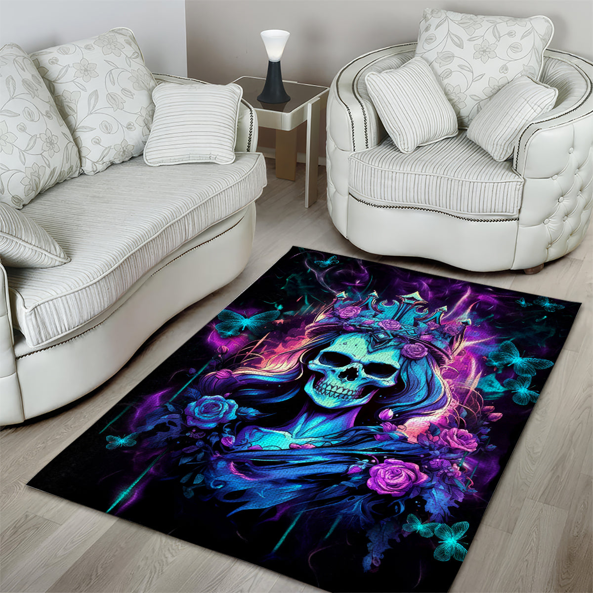 Rose Skull Area Rug Bitch I'm Not A Princess I'm The Fucking Queen - Wonder Print Shop