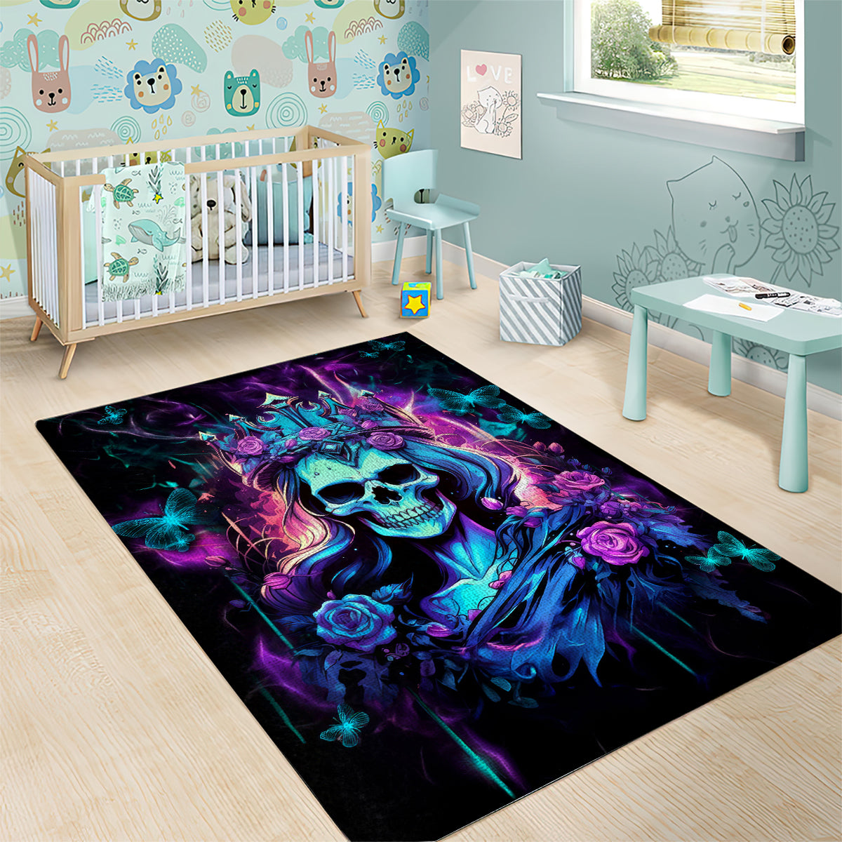 Rose Skull Area Rug Bitch I'm Not A Princess I'm The Fucking Queen - Wonder Print Shop