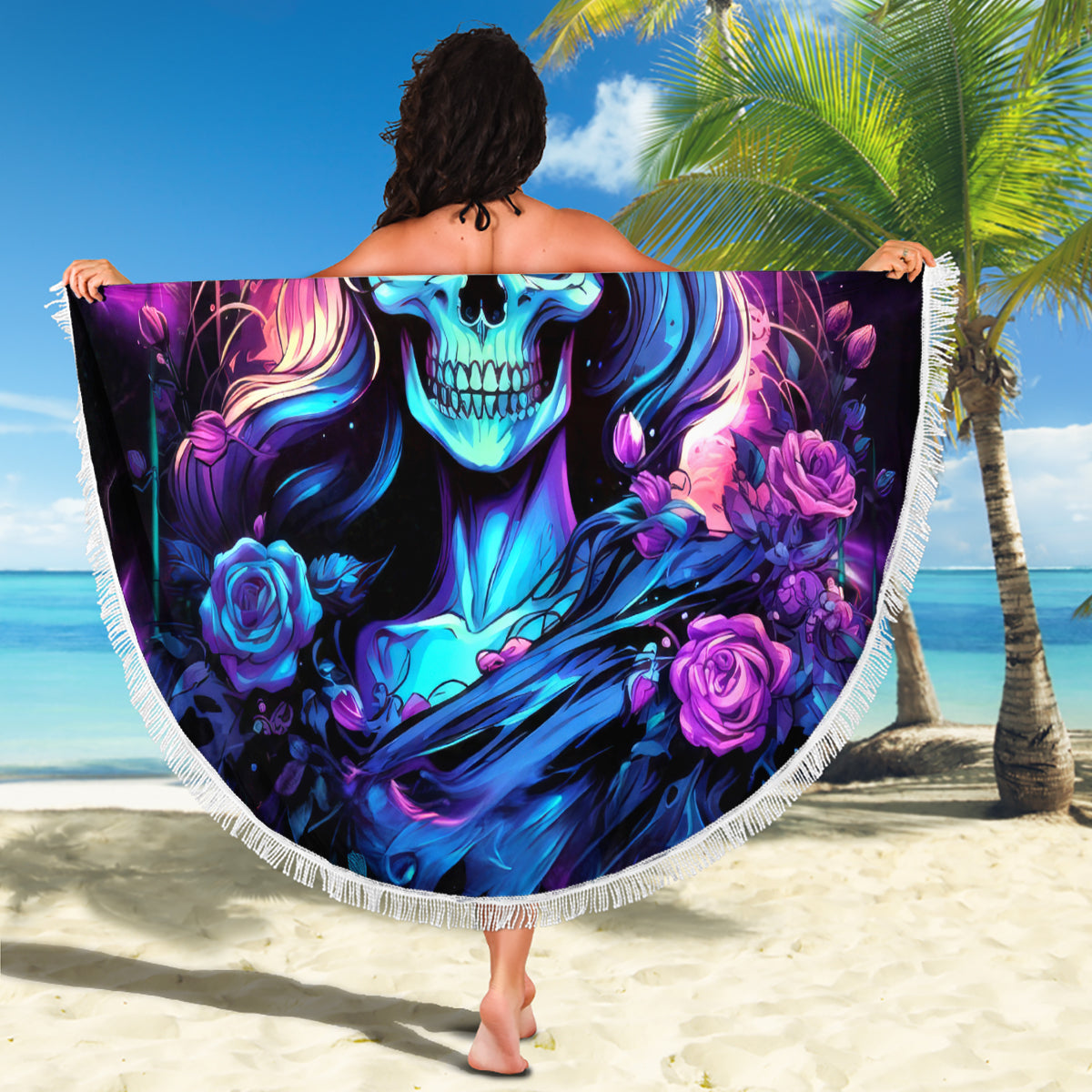 Rose Skull Beach Blanket Bitch I'm Not A Princess I'm The Fucking Queen - Wonder Print Shop