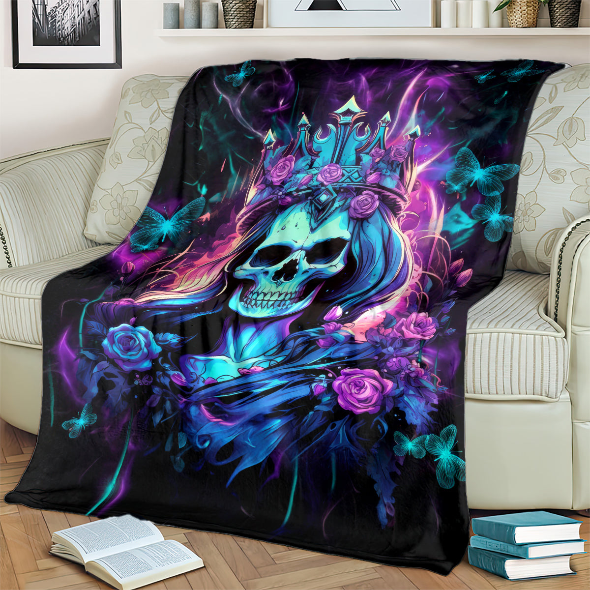 Rose Skull Blanket Bitch I'm Not A Princess I'm The Fucking Queen