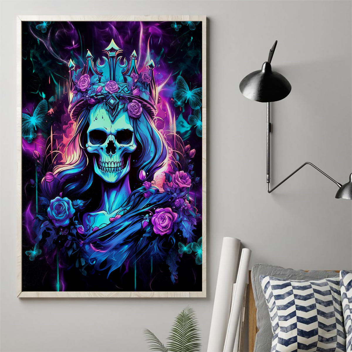Rose Skull Canvas Wall Art Bitch I'm Not A Princess I'm The Fucking Queen - Wonder Print Shop