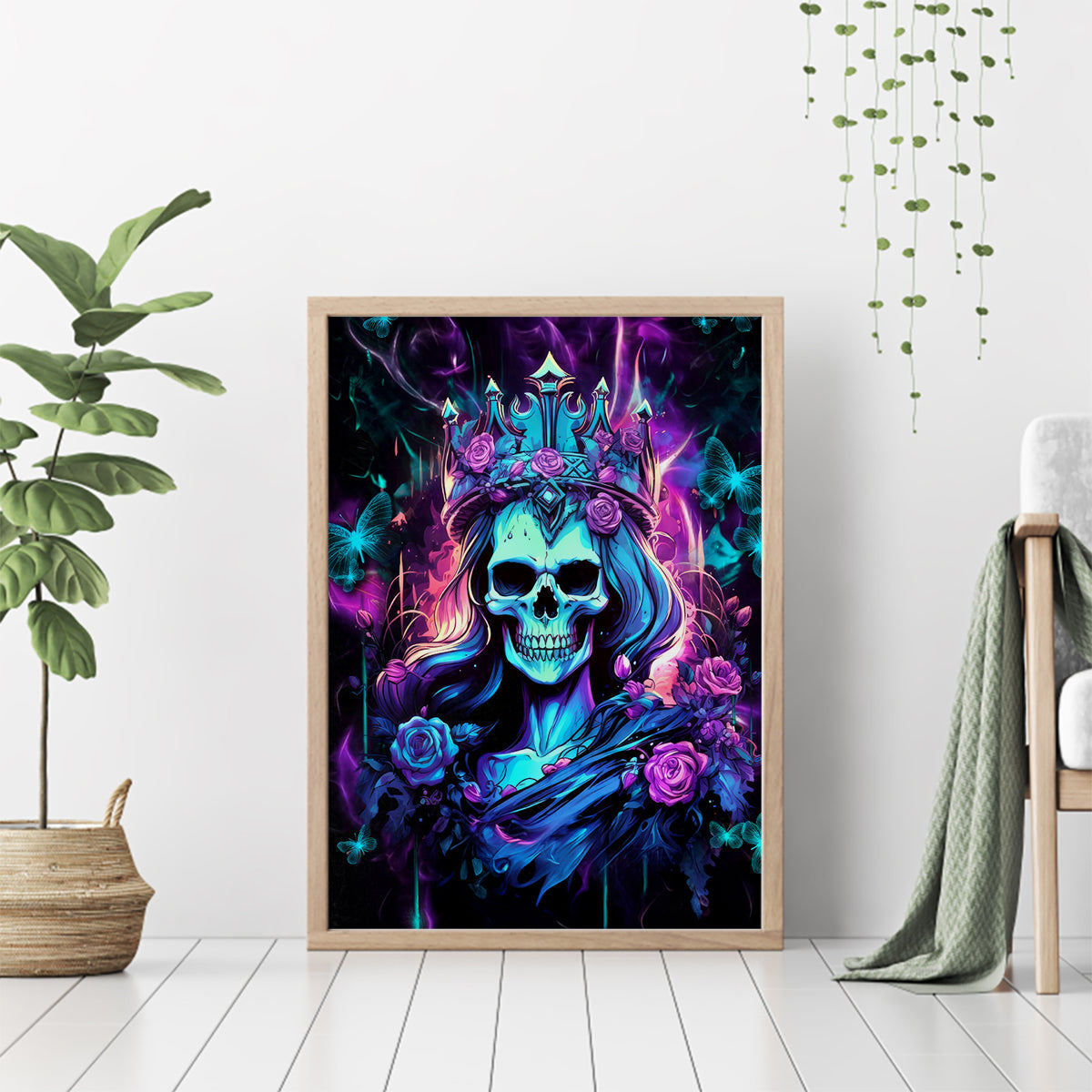 Rose Skull Canvas Wall Art Bitch I'm Not A Princess I'm The Fucking Queen - Wonder Print Shop