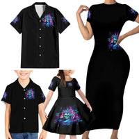 Rose Skull Family Matching Short Sleeve Bodycon Dress and Hawaiian Shirt Bitch I'm Not A Princess I'm The Fucking Queen - Wonder Print Shop